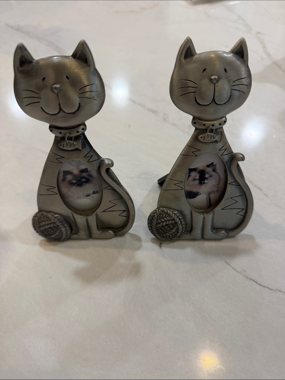 Source Unknown Silver Cat Pair Photo Frames